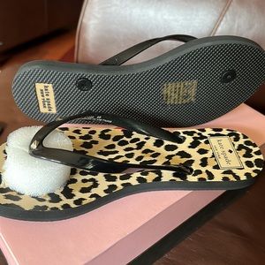 Kate Spade, Feldon Rubber Flip Flops, Leopard. Size 8